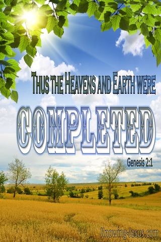 Genesis 2:1 The Heaven And Earth Were Completed (green)